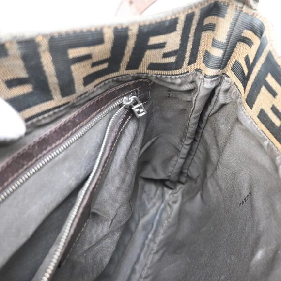 FENDI Logo Zucca Pattern Hand Bag Canvas Leather Brown SHW Italy 36KB279 - Picture 11 of 15